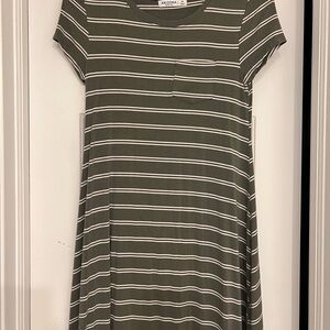 Arizona Jean Company Olive and White Striped Mini Dress